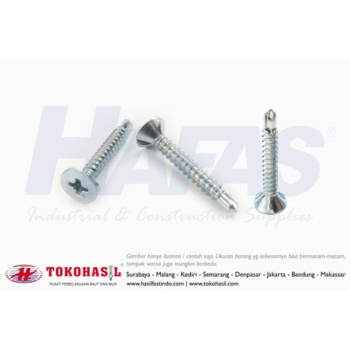 [EZR.2301661] Sekrup FH+ RIB Drilling Screw #6x1, #6 x 1" - 20T (Putih) - ECERAN