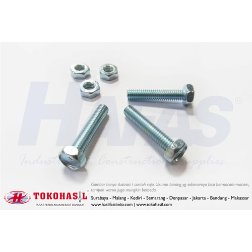 [EZR.2301702] B/N M20 x 75 (Baut Mur Mili Putih M 20, BN M20x75) - P2.50, ECERAN