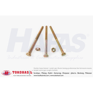 [EZR.2302274] Baut & Mur_ B/N 4.6 M12x125, M12 x 125 - P1.25 (kuning), Half
