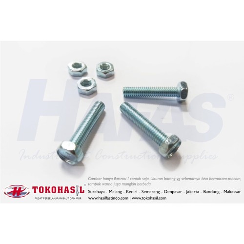 [04HMBMC-000293GS] B/N M20 x 70 (Baut Mur Mili Putih M 20 x 70, BN M20x70) - P2.50
