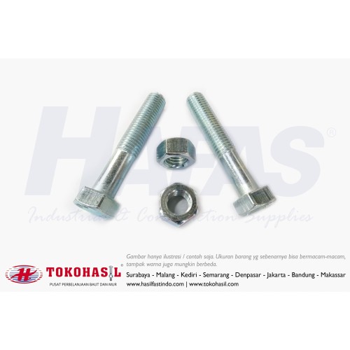 [EZR.2303145] B/N M18 x 130 (Baut Mur Mili Putih M 18, BN M18x130) - P2.50, Half