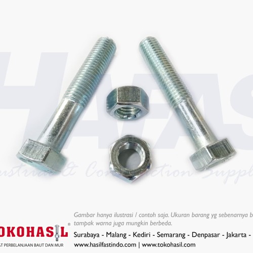 [04HMBMC-000226GS] B/N M12 x 120 (Baut Mur Mili Putih M 12, BN M12x120) - P1.75, Half
