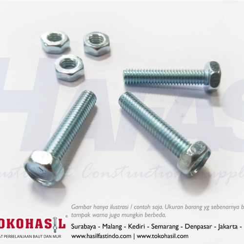 [EZR.2303223] B/N M6 x 60 (Baut Mur Mili Putih M 6 x 60, BN M6x60) - P1.00