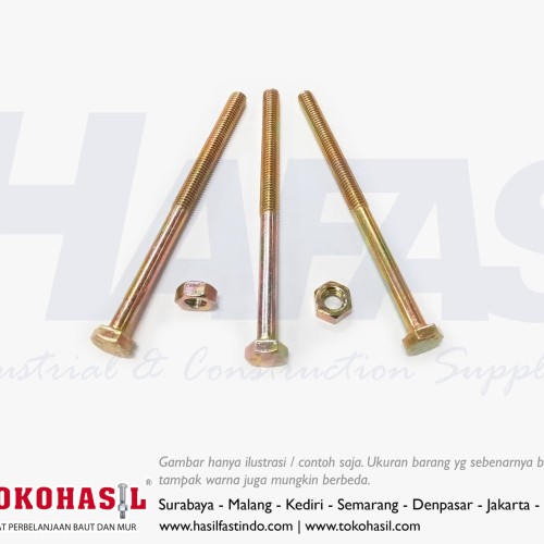[EZR.2303294] Baut & Mur 4.6 M6 x 100 (B/N 4.6 M 06 x 100) - P1.00, Half, kuning