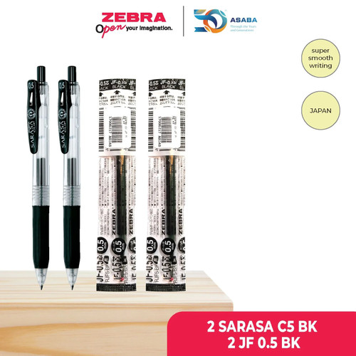 [EZO.7500097] Zebra Paket Hemat Pulpen/Bulpen/Pen Sarasa Black 05mm + Refill