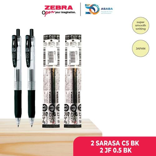 [EZO.7500097] Zebra Paket Hemat Pulpen/Bulpen/Pen Sarasa Black 05mm + Refill