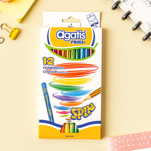 [EZO.7500109] Agatis Prime Pensil Warna Spin Permanent 12 Warna