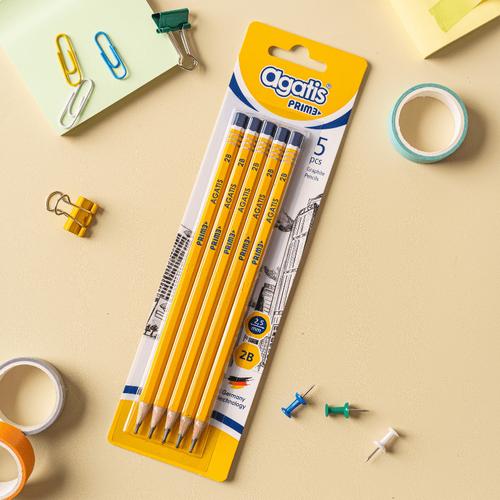 [EZO.7500120] Agatis Prime Pensil Tulis 2B Yellow Blister Isi 5 pcs