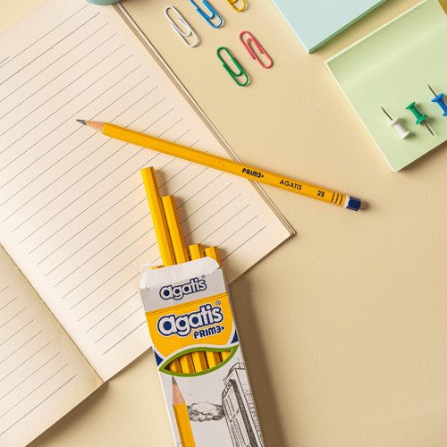 [EZO.7500121] Agatis Prime Pensil Tulis 2B Yellow 1Box Isi 12Pcs