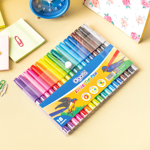 [EZO.7500131] Agatis Eco Spidol Warna Fibre Tip Pen 18 Warna