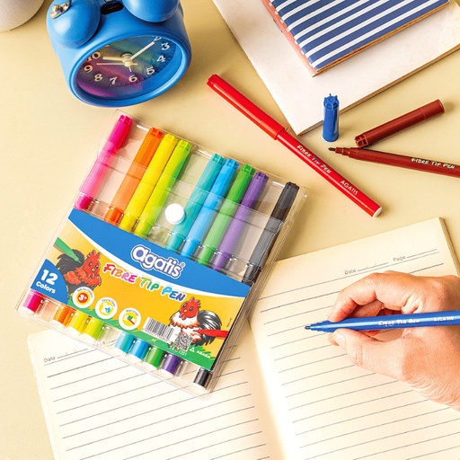 [EZO.7500132] Agatis Eco Spidol Warna Fibre Tip Pen 12 Warna