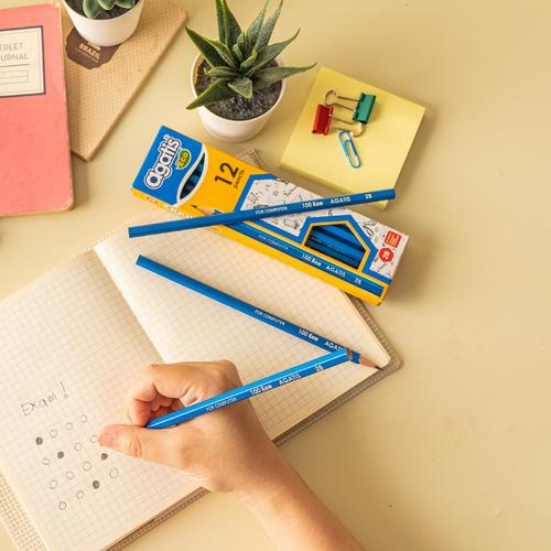 [EZO.7500136] Agatis Eco Pensil Tulis 2B Blue 1Box Isi 12 Pcs