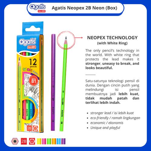 [EZO.7500194] Agatis Neopex Pensil Tulis Neon 2B 1Box - Isi 12 Pcs