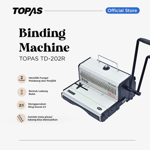 [EZO.7500225] TOPAS 202R | Mesin Jilid Lubang Bulat Spiral Besi Ukuran F4 2:1