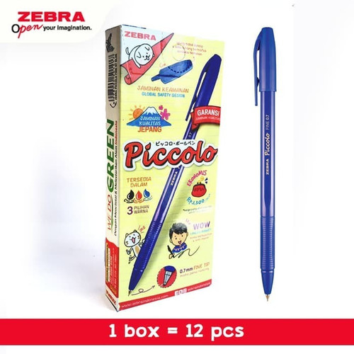 [EZO.7500240] ZEBRA PULPEN PICCOLO - 0,7 Biru isi 12 pcs