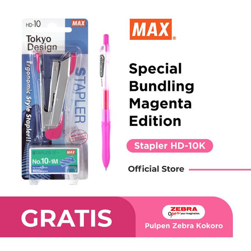 [EZO.7500251] MAX Stapler HD 10 free staples 10-1m - Magenta