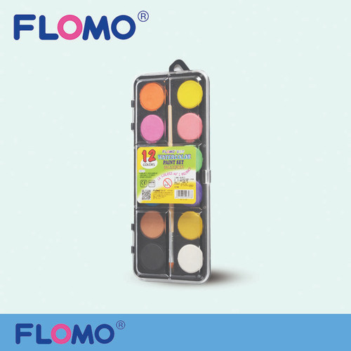[EZO.7500420] Flomo Watercolor Paint Cake Set - Reguler 12 Warna