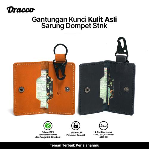 [EZO.4400292] Gantungan Kunci Dompet Kulit Asli STNK Mobil Motor Dracco bonus box