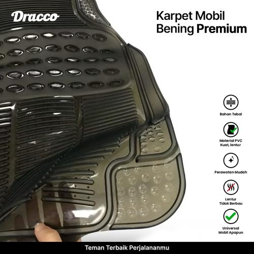 [EZO.4400295] Karpet Mobil Karet 2 Baris Bening Smoke Hitam Premium Tebal Dracco