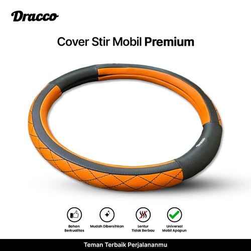 [EZO.4400389] Cover stir mobil premium DRACCO sarung stir mobil LINEA BLACK ORANGE