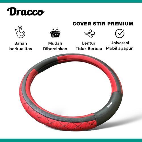 [EZO.4400391] Cover stir mobil premium awet DRACCO sarung stir mobil LINEA RED BLACK