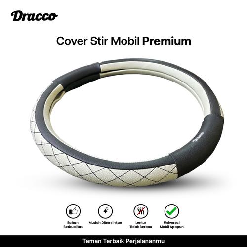 [EZO.4400392] Cover stir mobil premium DRACCO sarung stir mobil LINEA BLACK WHITE