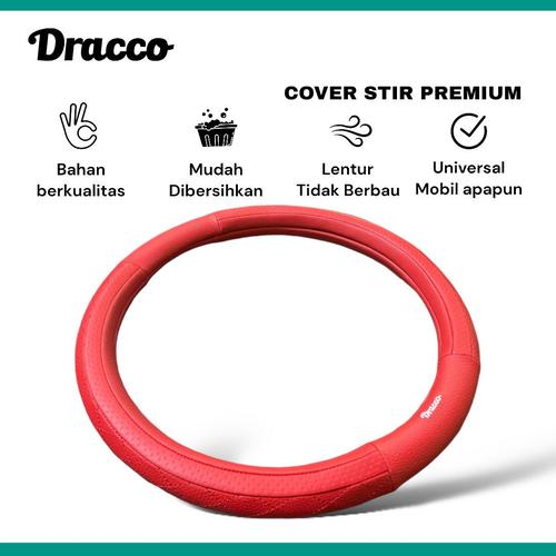 [EZO.4400396] Cover stir mobil kulit premium DRACCO sarung stir mobil merah ZERO RED
