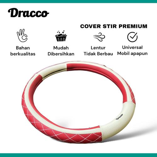 [EZO.4400401] Cover stir mobil premium DRACCO sarung stir mobil LINEA RED WHITE