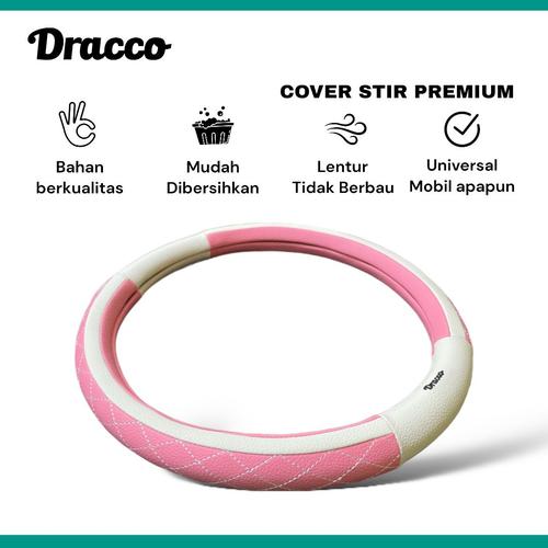 [EZO.4400406] Cover stir mobil premium DRACCO sarung stir mobil LINEA PINKY WHITE