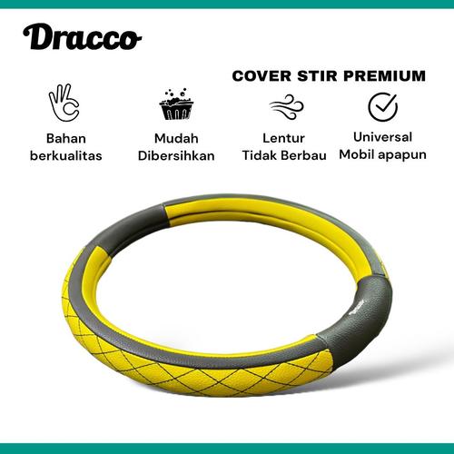 [EZO.4400407] Cover stir mobil premium DRACCO sarung stir mobil LINEA YELLOW BLACK