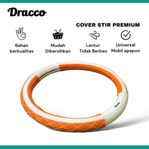 [EZO.4400408] Cover stir mobil premium DRACCO sarung stir mobil LINEA WHITE ORANGE