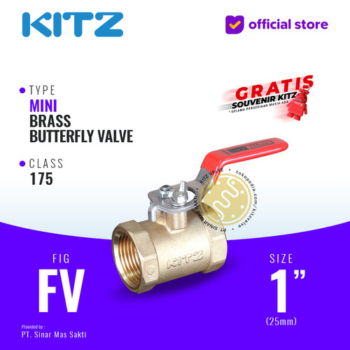 [EZR.2200083] Mini Butterfly Valve Brass KITZ Fig. FV , 1" - 25A - 25mm , Drat / Screw