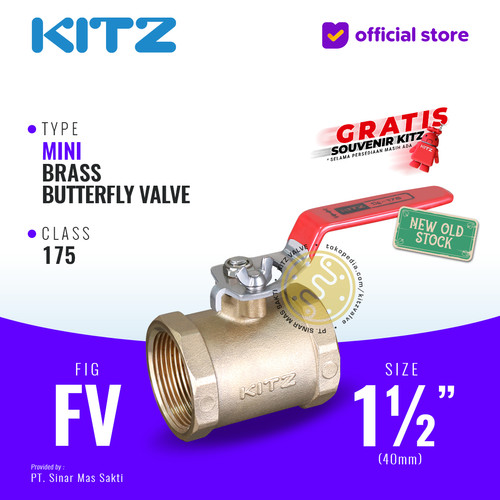 [EZR.2200085] Mini Butterfly Valve Brass KITZ Fig. FV , 1 1/2" - 40A - 40mm , Drat / Screw