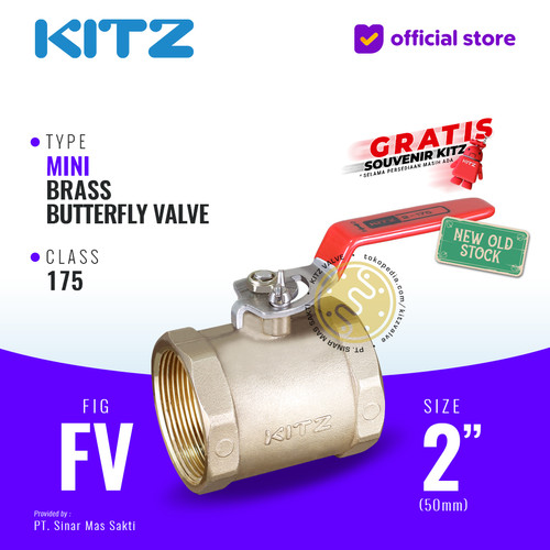 [EZR.2200086] Mini Butterfly Valve Brass KITZ Fig. FV , 2" - 50A - 50mm , Drat / Screw