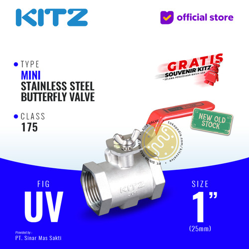 [EZR.2200090] Mini Butterfly Valve SUS304 KITZ Fig. UV , 1" - 25A - 25mm , Drat / Screw