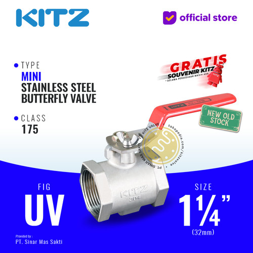 [EZR.2200091] Mini Butterfly Valve SUS304 KITZ Fig. UV , 1 1/4" - 32A - 32mm , Drat / Screw