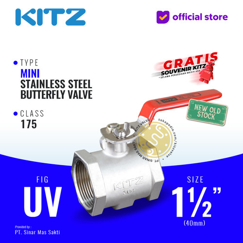 [EZR.2200092] Mini Butterfly Valve SUS304 KITZ Fig. UV , 1 1/2" - 40A - 40mm , Drat / Screw