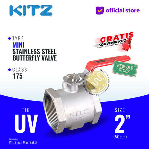 [EZR.2200093] Mini Butterfly Valve SUS304 KITZ Fig. UV , 2" - 50A - 50mm , Drat / Screw