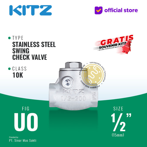 [EZR.2200095] Klep Tabok / Check Valve SUS304 KITZ Fig UO, 1/2" - 15mm , Screw