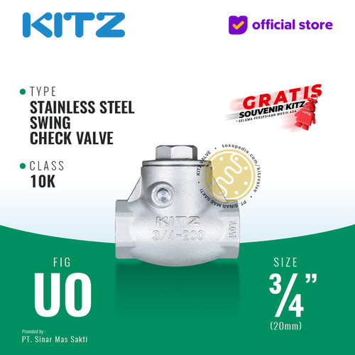 [EZR.2200096] Klep Tabok / Check Valve SUS304 KITZ Fig UO, 3/4" - 20mm , Screw