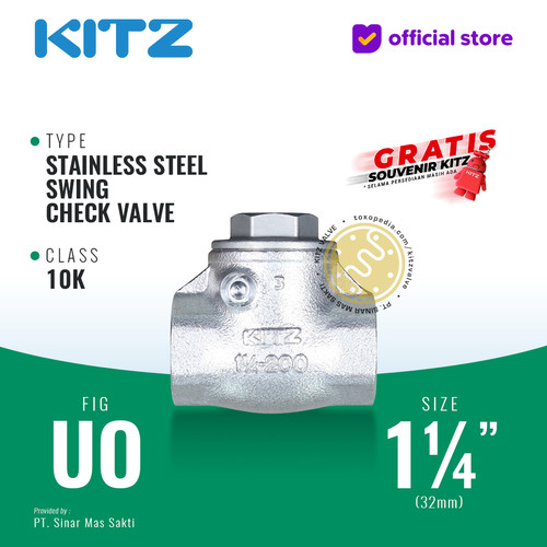[EZR.2200098] Klep Tabok / Check Valve SUS304 KITZ Fig. UO, 1 1/4" - 32mm , Screw