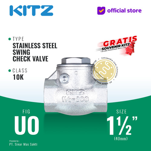 [EZR.2200099] Klep Tabok / Check Valve SUS304 KITZ Fig. UO, 1 1/2" - 40mm , Screw