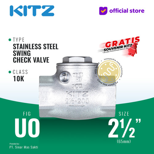 [EZR.2200101] Klep Tabok / Check Valve SUS304 KITZ Fig. UO, 2 1/2" - 65mm , Screw
