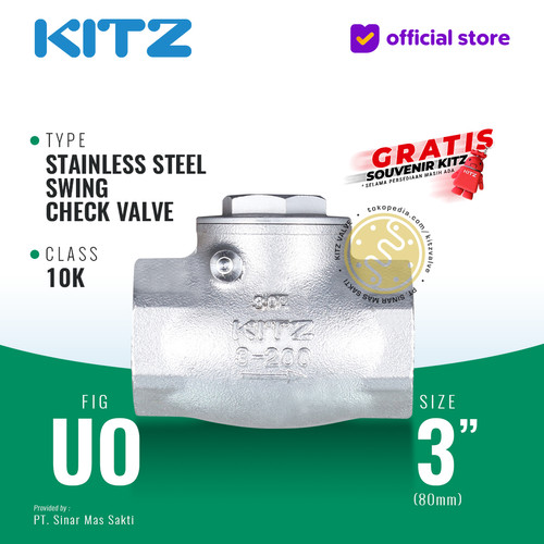 [EZR.2200102] Klep Tabok / Check Valve SUS304 KITZ Fig. UO, 3" - 80mm , Drat / Screw