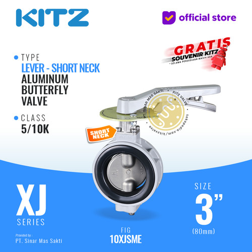 [EZR.2200130] Butterfly Valve Alum , KITZ Fig. 10XJSME , 3" - 80mm , LEVER - SHORT