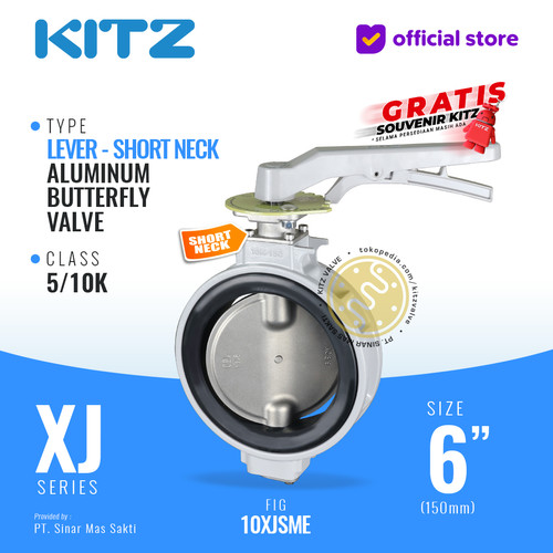 [EZR.2200132] Butterfly Valve Alum , KITZ Fig. 10XJSME , 6" - 150mm , LEVER - SHORT