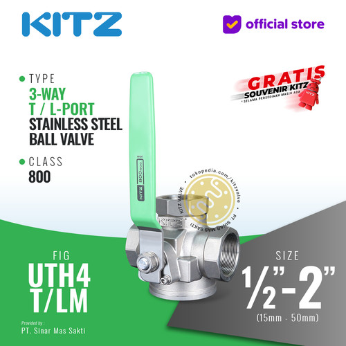 [EZR.2200136] 3-Way Ball Valve SUS316 KITZ Fig. UTH4T/LM , Drat / Screw