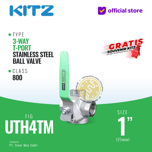 [EZR.2200139] 3-Way Ball Valve SUS KITZ Fig. UTH4TM , 1" - 25mm, Drat / Screw