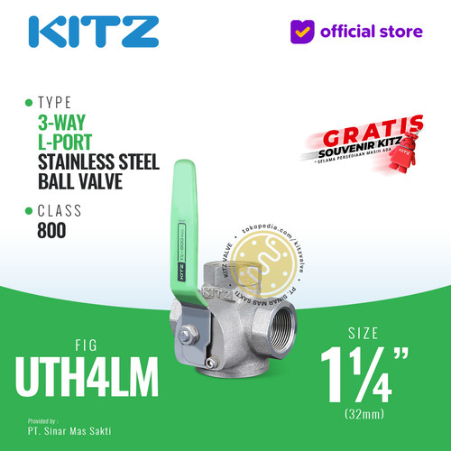 [EZR.2200140] 3-Way Ball Valve SUS KITZ Fig. UTH4LM , 1 1/4" - 40mm, Drat / Screw