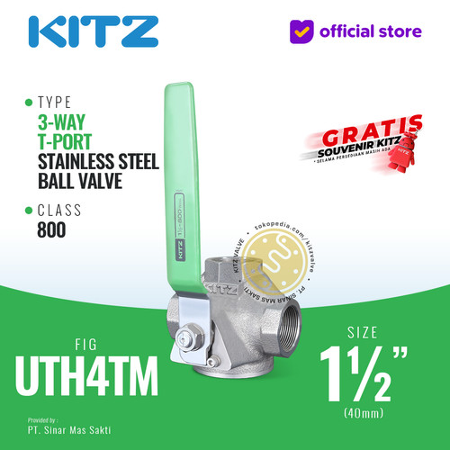[EZR.2200141] 3-Way Ball Valve SUS KITZ Fig. UTH4TM , 1 1/2" - 40mm, Drat / Screw